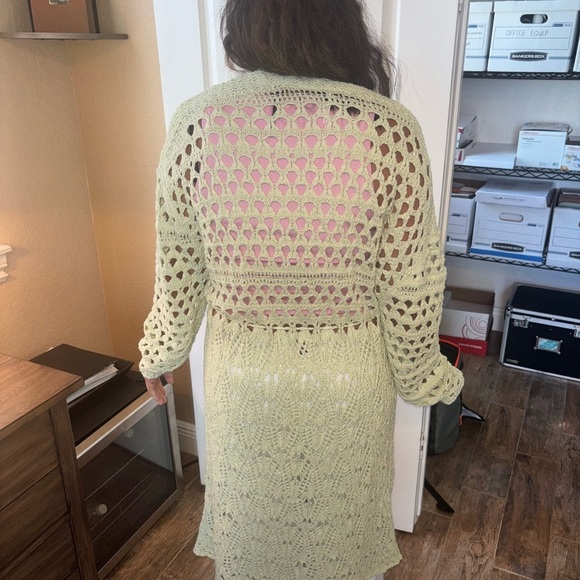 Free People Cream mint Crochet Cardigan Sweater - Picture 4 of 5